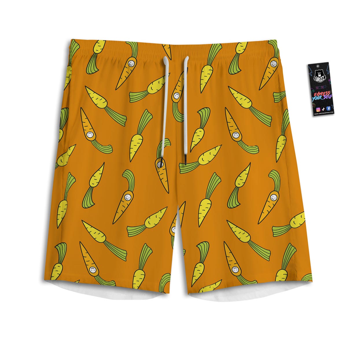 Smiley Carrot Print Pattern Men's Athletic Shorts