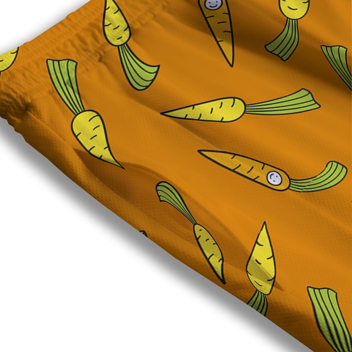 Smiley Carrot Print Pattern Mesh Shorts