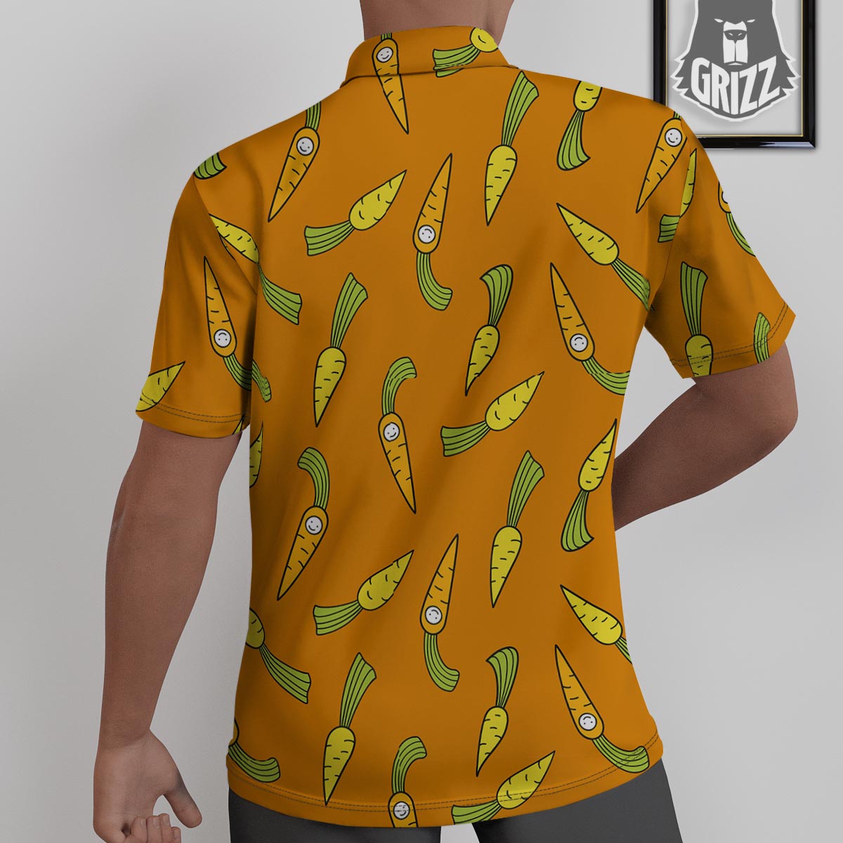 Smiley Carrot Print Pattern Untucked Shirts-grizzshop