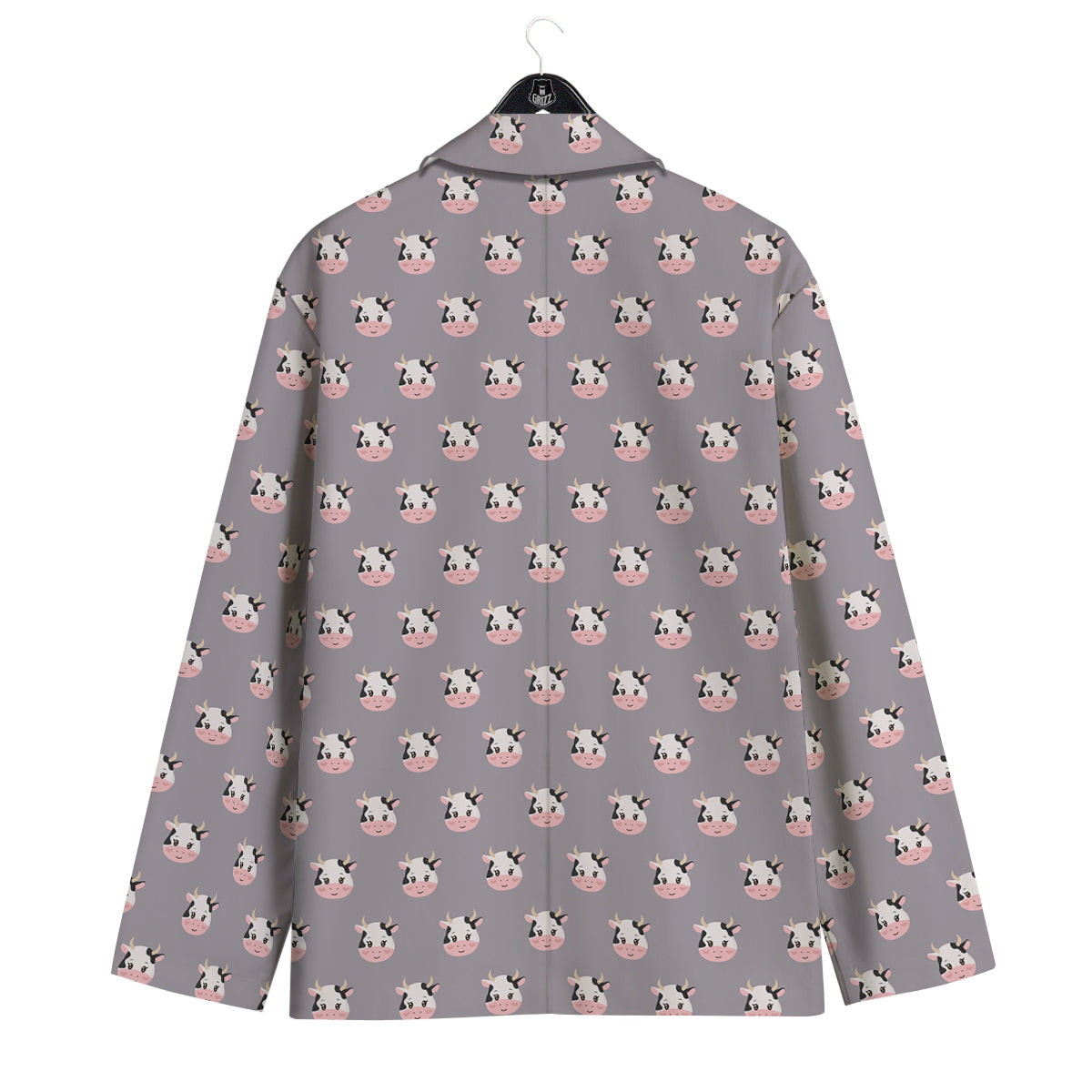 Smiley Cow Cartoon Print Pattern Men's Sport Coat-grizzshop