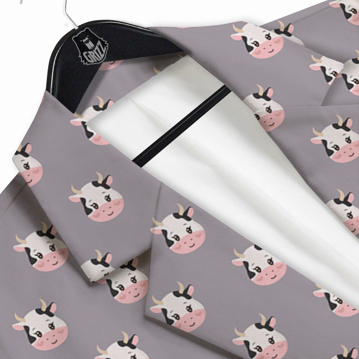 Smiley Cow Cartoon Print Pattern Men's Sport Coat-grizzshop