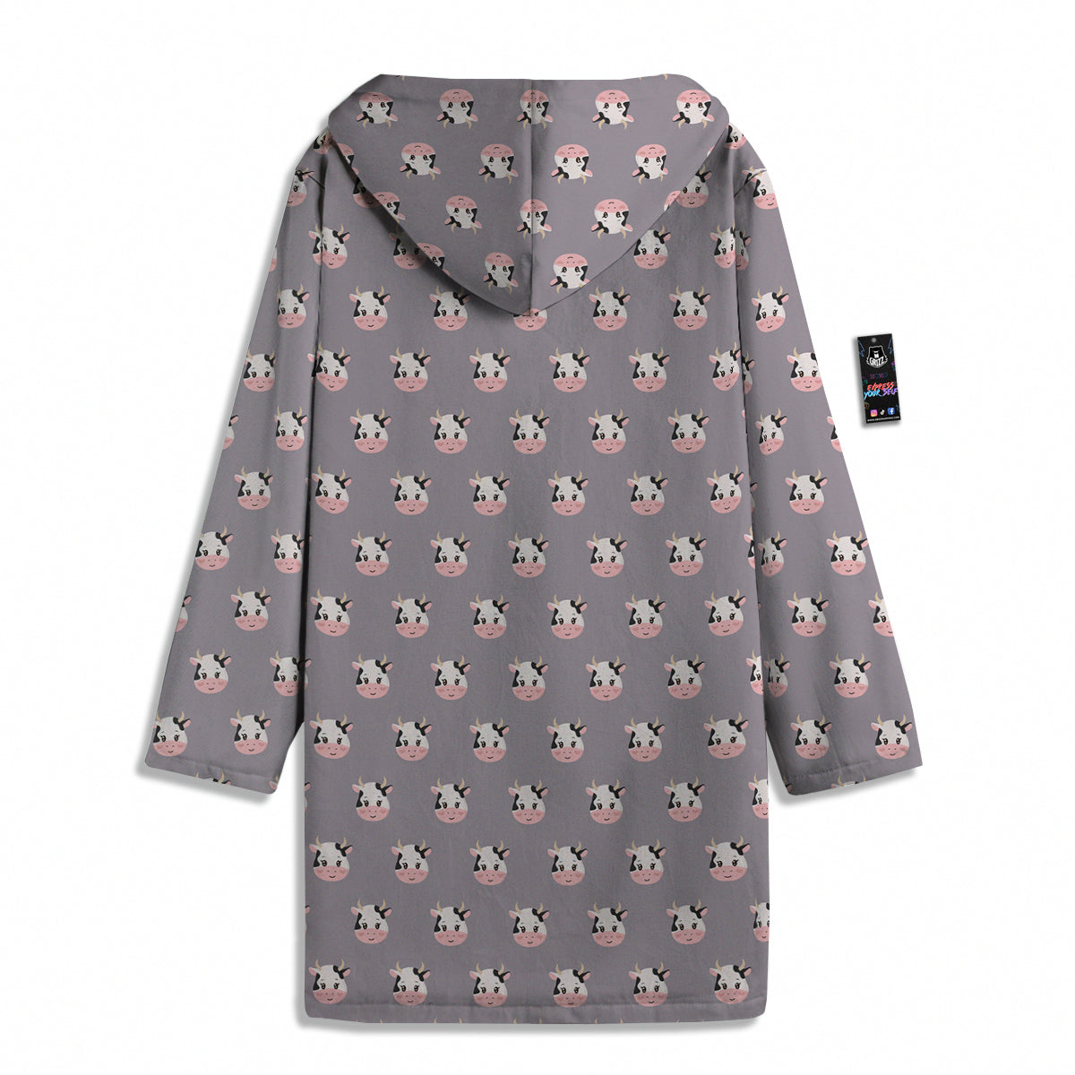 Smiley Cow Cartoon Print Pattern Men's Windbreaker Jacket-grizzshop