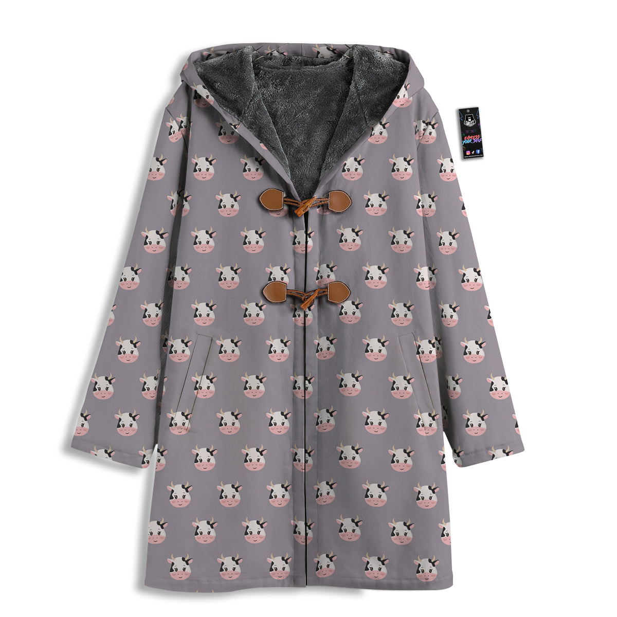 Smiley Cow Cartoon Print Pattern Men's Windbreaker Jacket-grizzshop