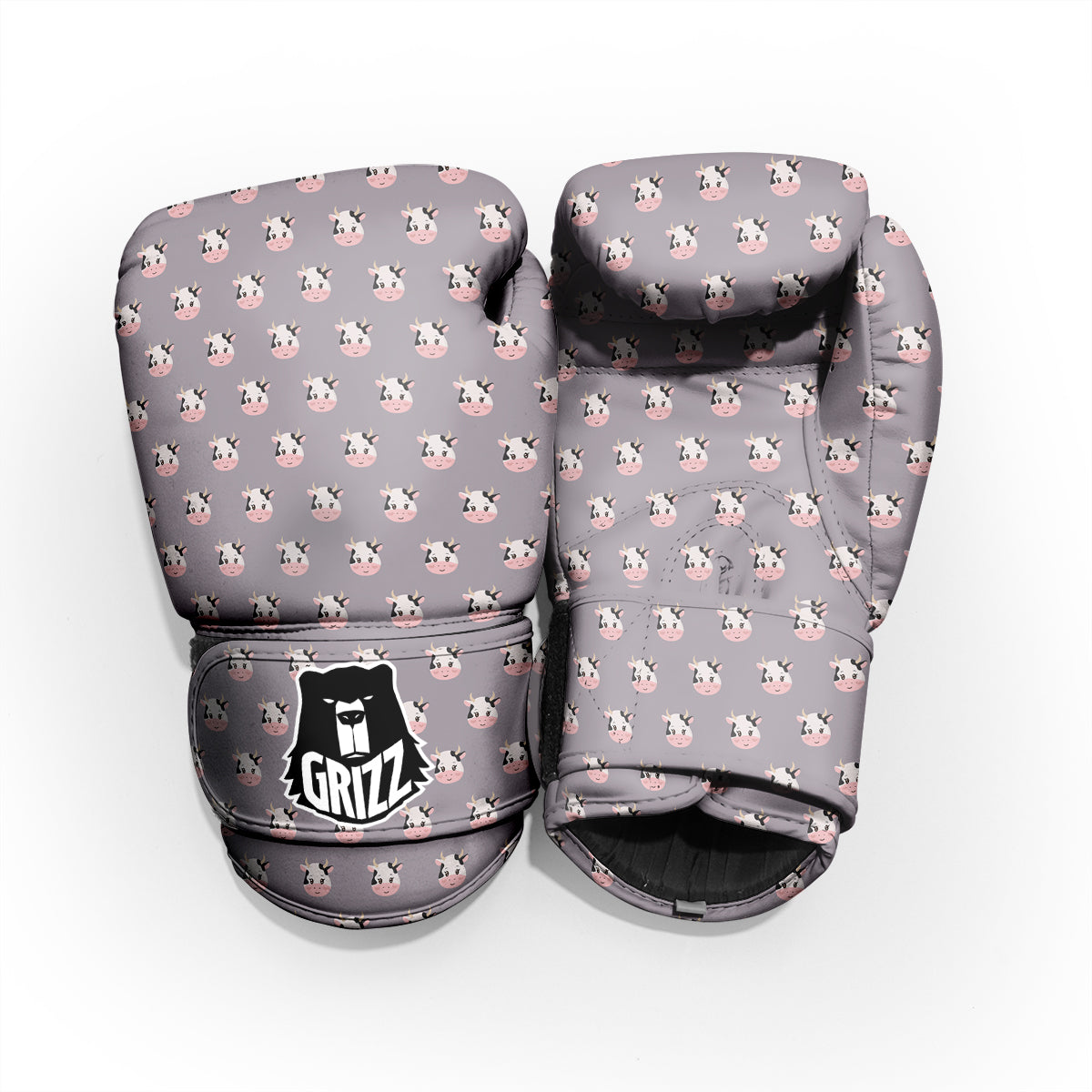 Smiley Cow Cartoon Print Pattern Pro Boxing Glove