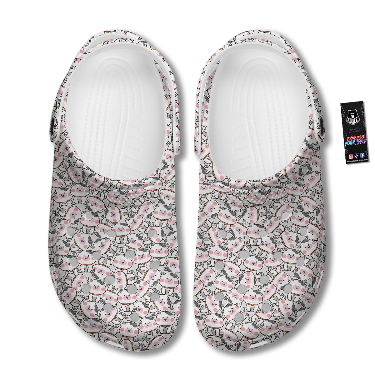 Smiley Cow Cute Print Pattern Clog-grizzshop