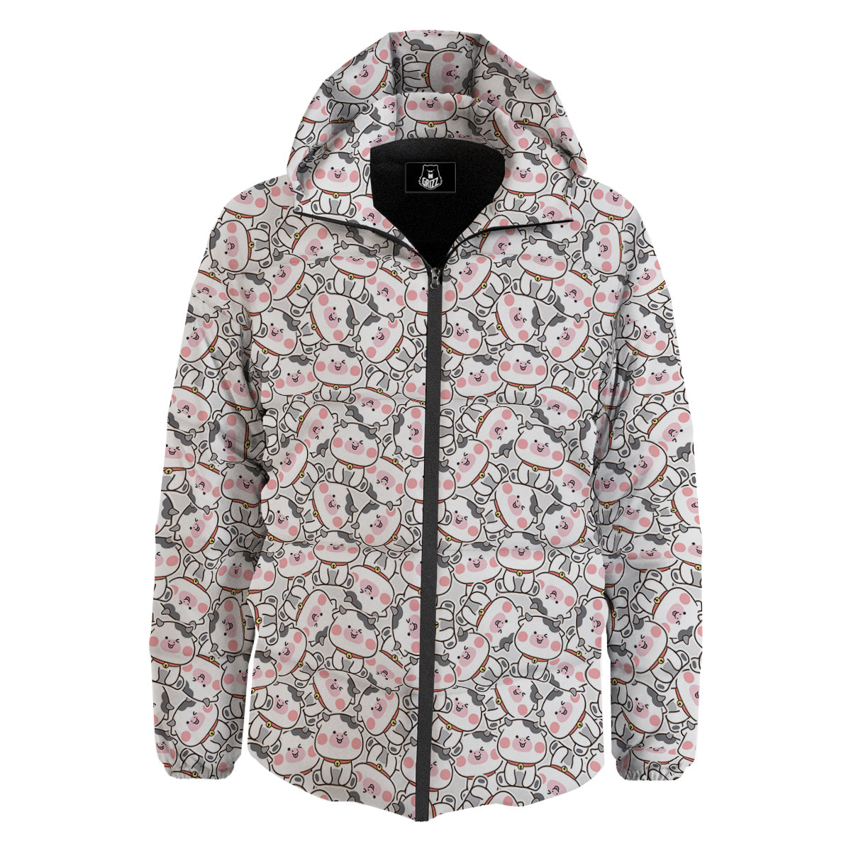 Smiley Cow Cute Print Pattern Down Jacket-grizzshop