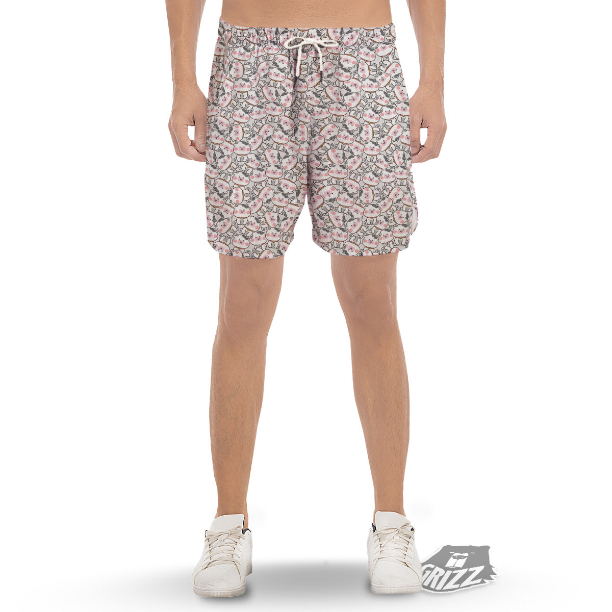Smiley Cow Cute Print Pattern Men's Gym Shorts-grizzshop