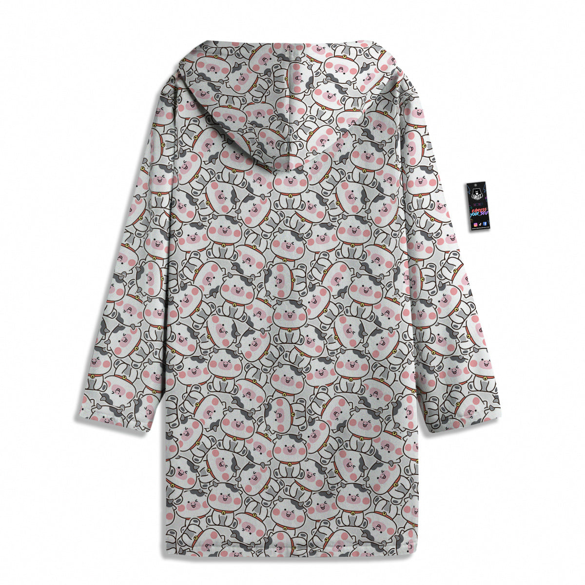 Smiley Cow Cute Print Pattern Men's Windbreaker Jacket-grizzshop