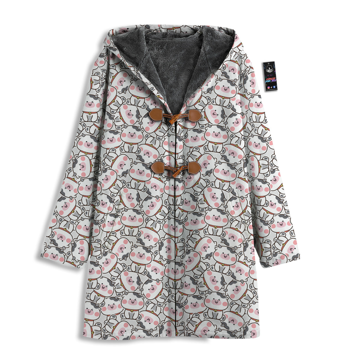 Smiley Cow Cute Print Pattern Men's Windbreaker Jacket-grizzshop