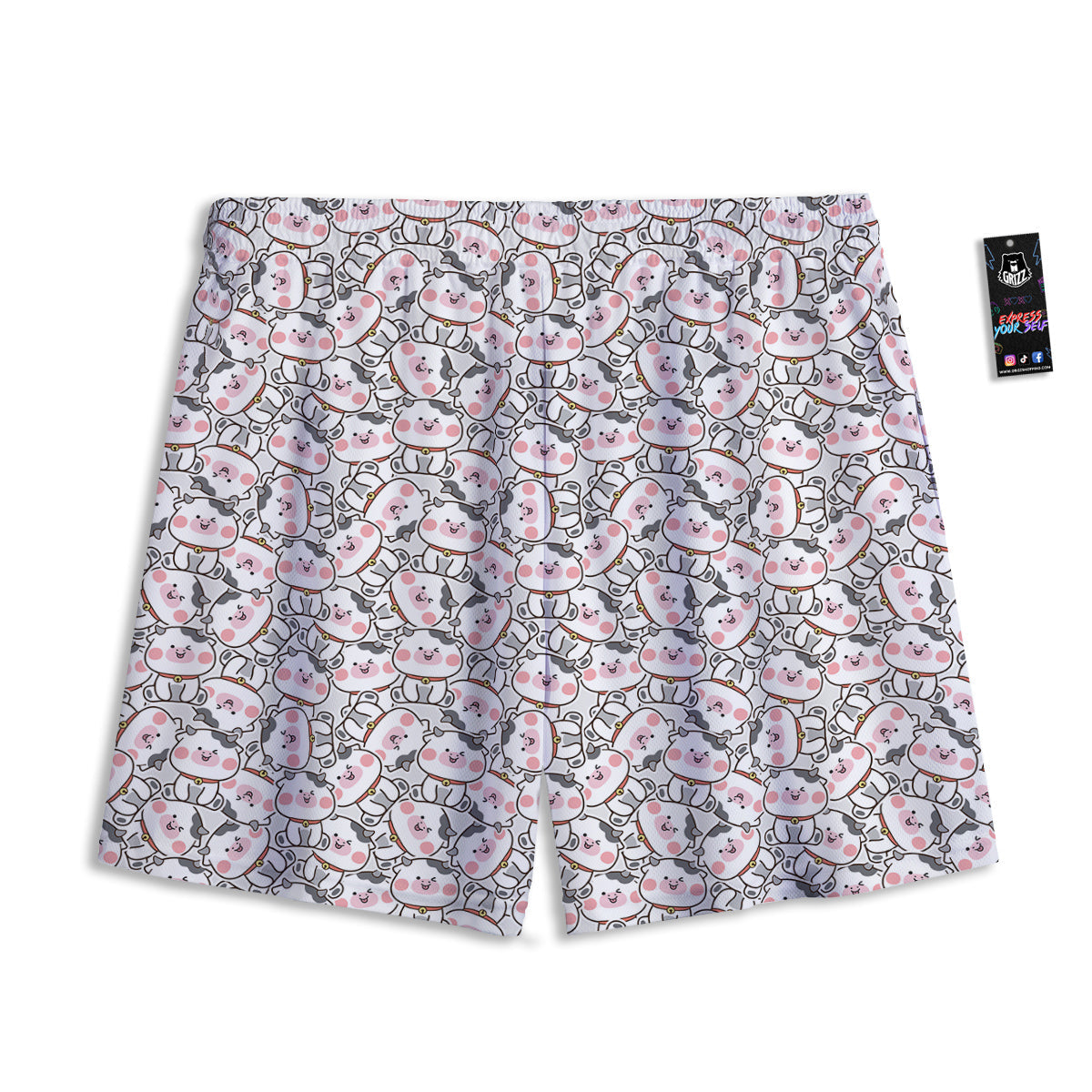 Smiley Cow Cute Print Pattern Mesh Shorts