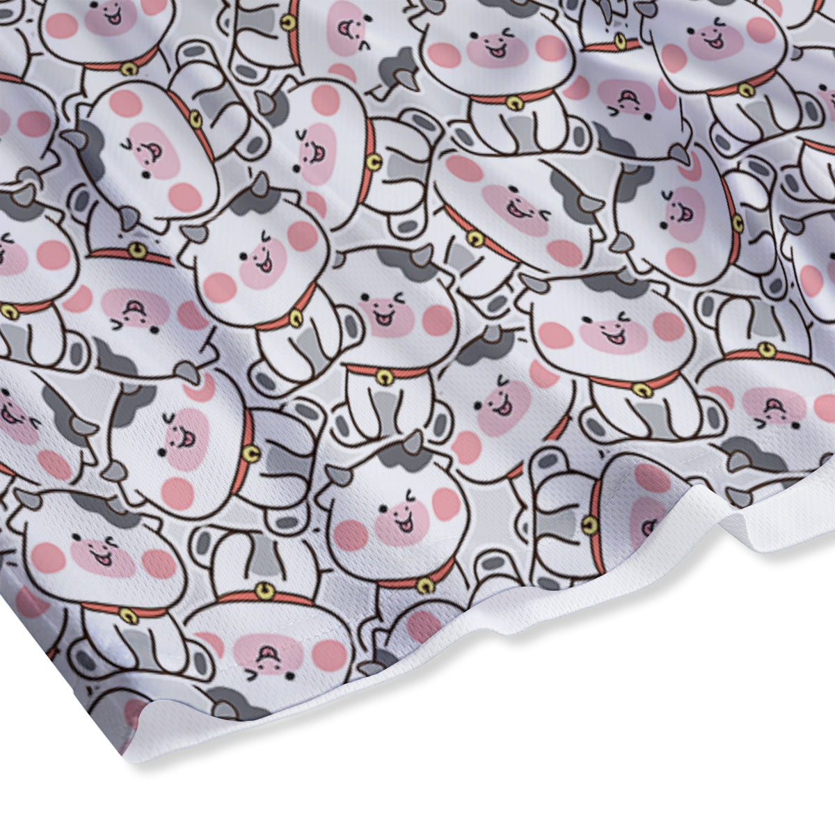 Smiley Cow Cute Print Pattern Mesh Shorts
