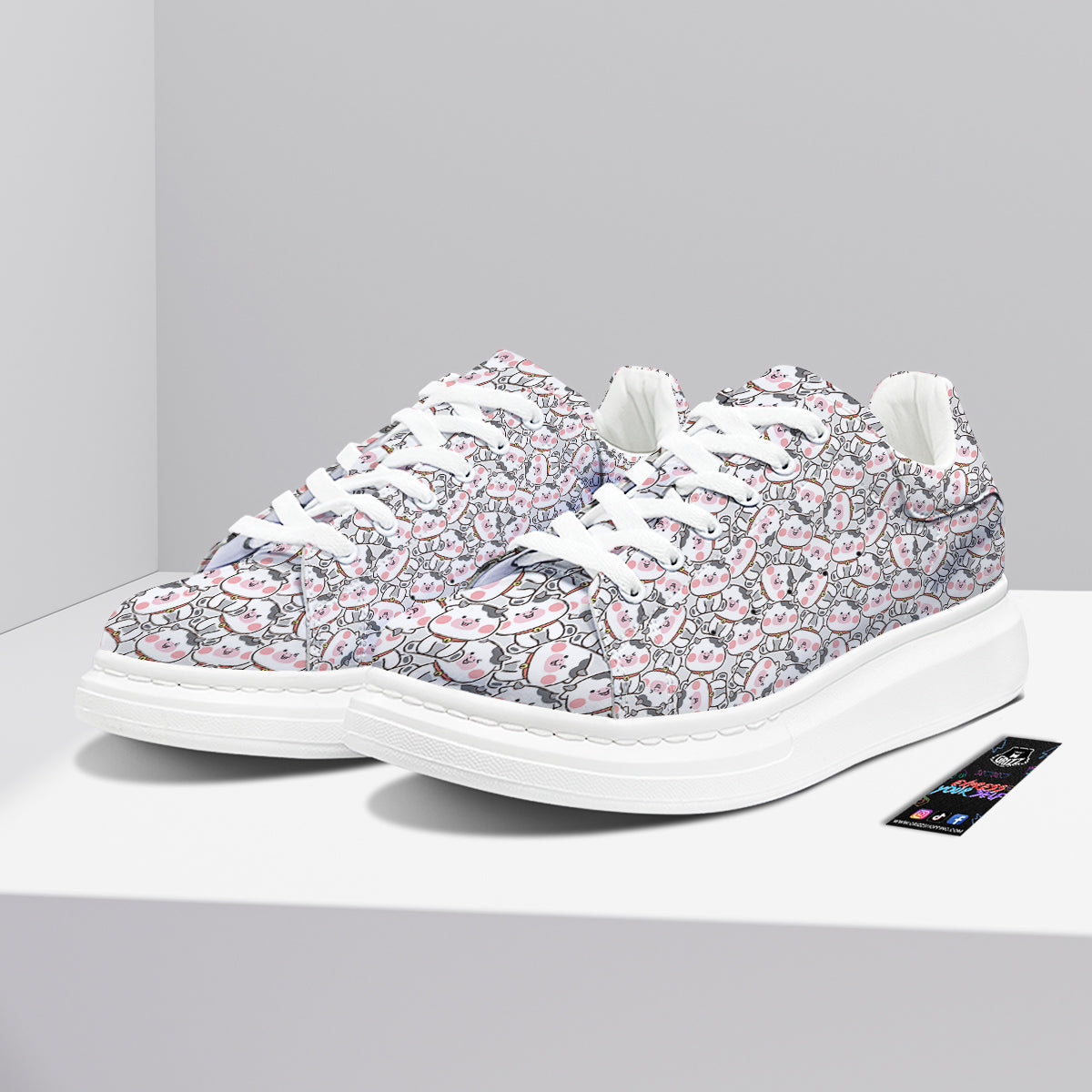 Smiley Cow Cute Print Pattern Platform Shoes-grizzshop