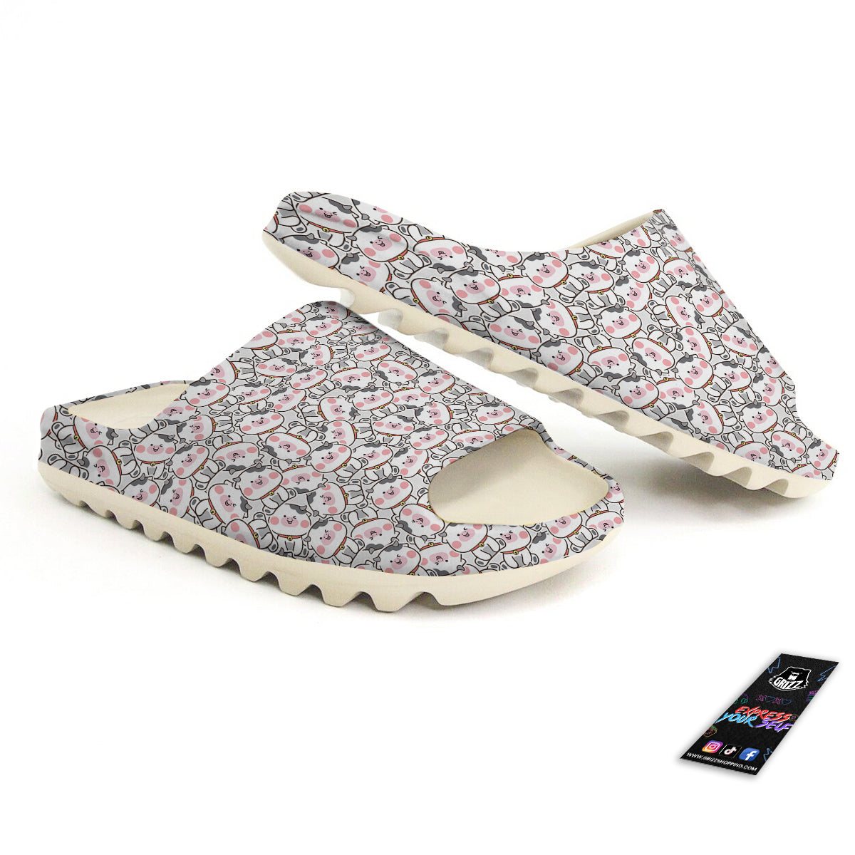 Smiley Cow Cute Print Pattern Sandals-grizzshop