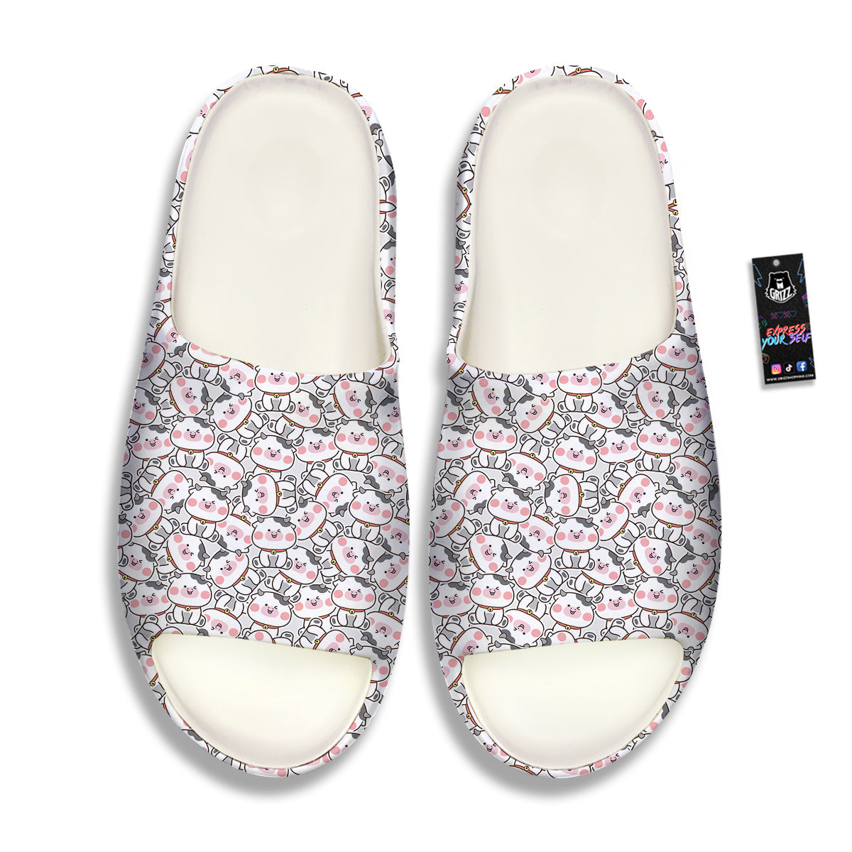 Smiley Cow Cute Print Pattern Sandals-grizzshop