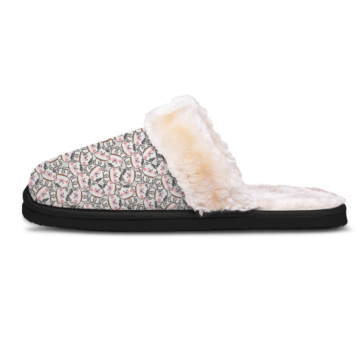 Smiley Cow Cute Print Pattern Slippers-grizzshop
