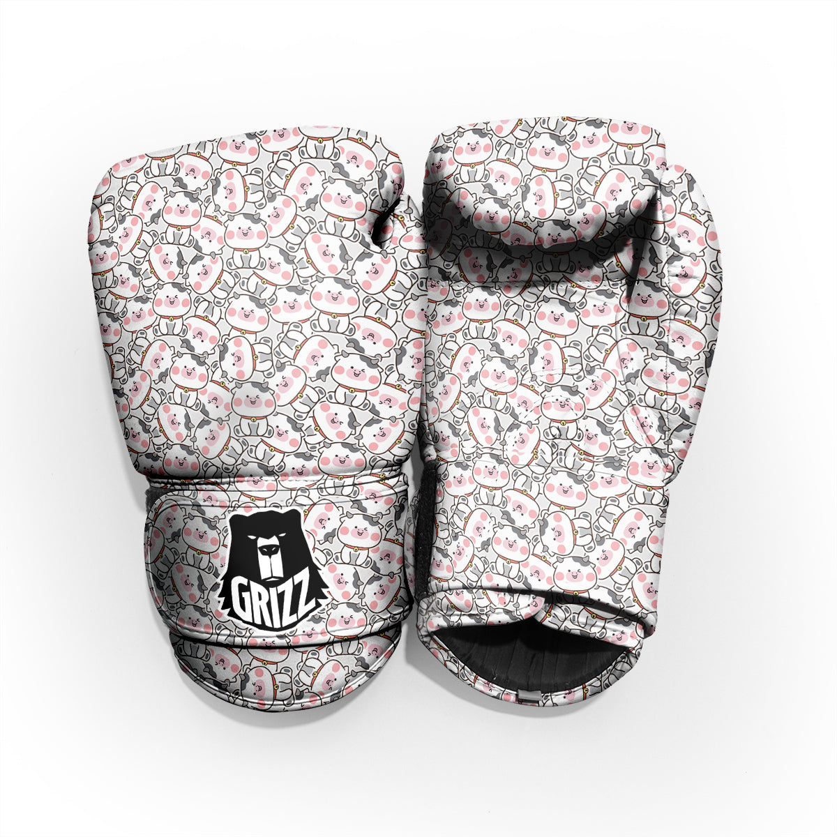 Smiley Cow Cute Print Pattern Pro Boxing Glove