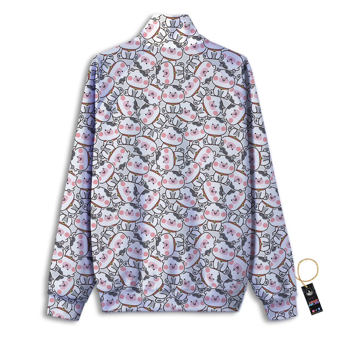 Smiley Cow Cute Print Pattern Track Jacket-grizzshop