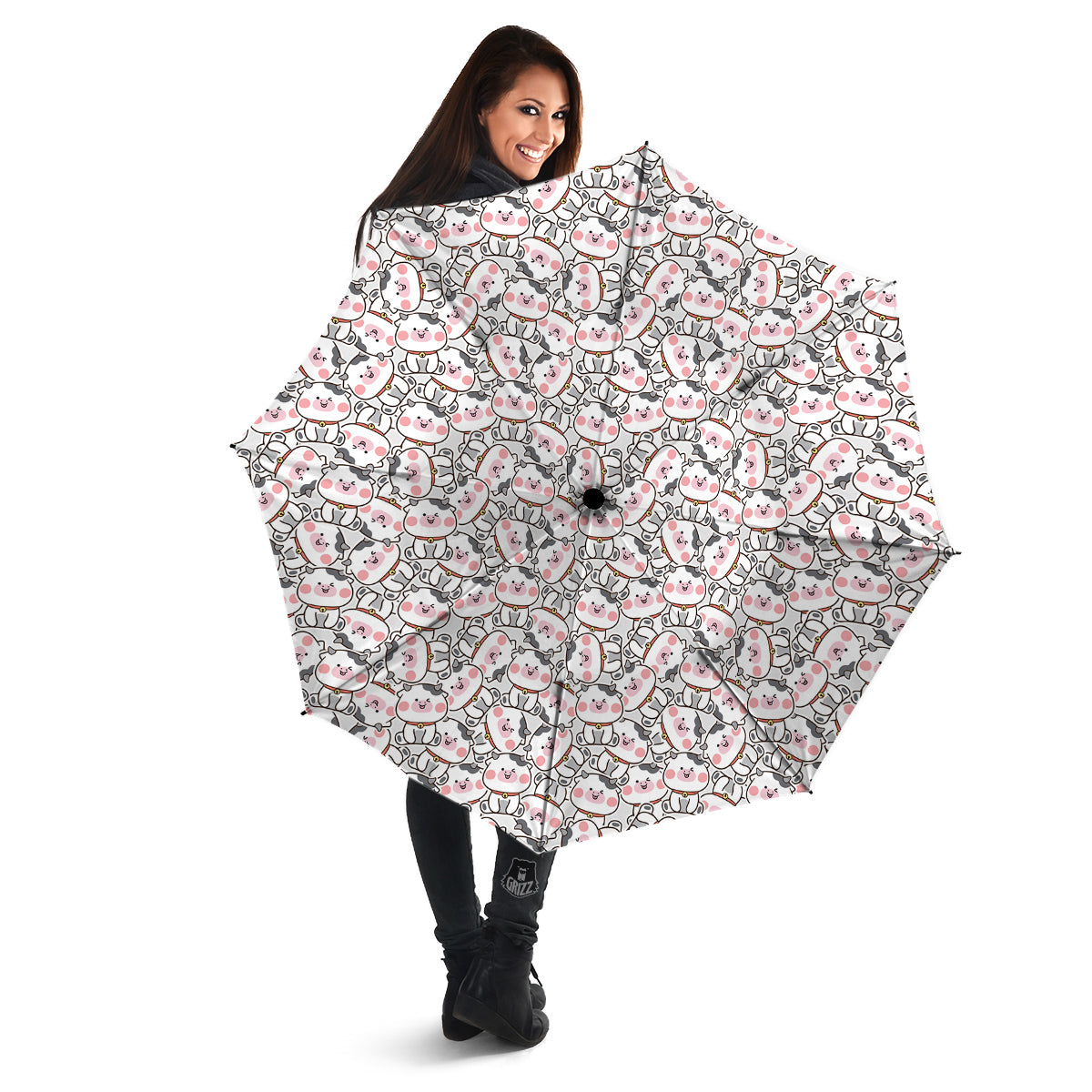 Smiley Cow Cute Print Pattern Umbrella-grizzshop
