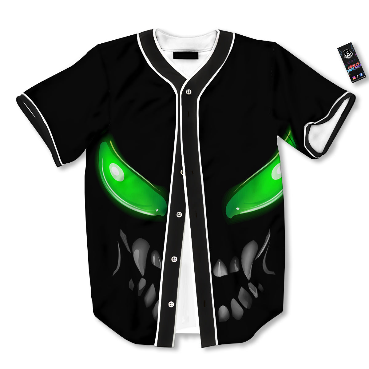 Smiley Face Monster Black Print Baseball Jersey-grizzshop