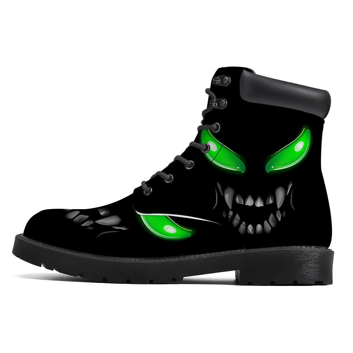 Smiley Face Monster Black Print Boots-grizzshop