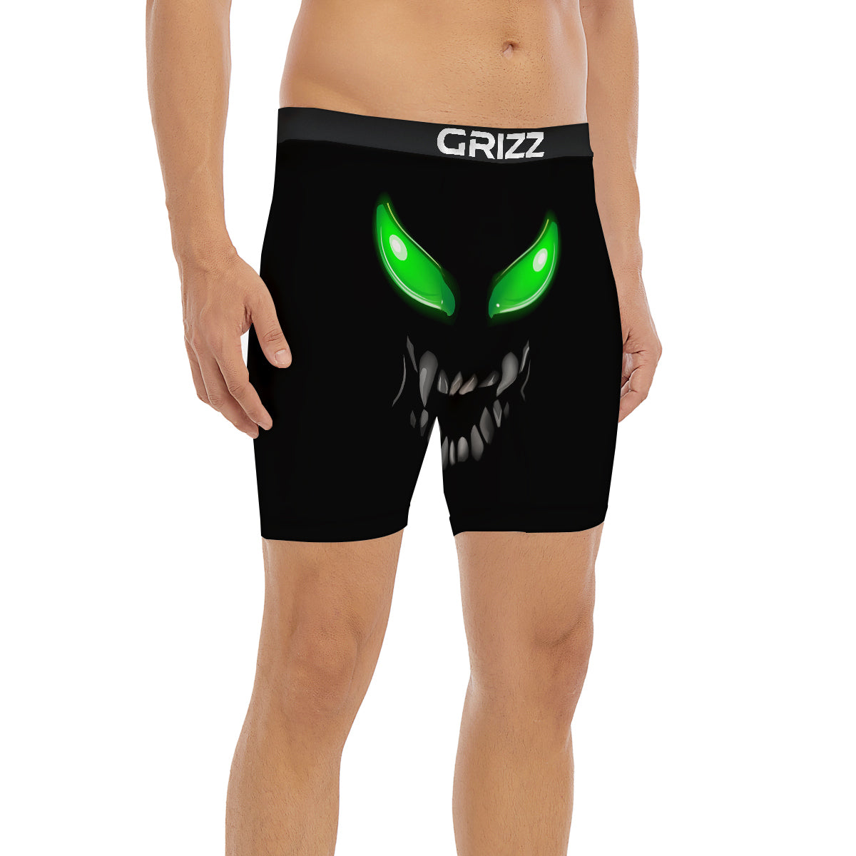 Smiley Face Monster Black Print Boxer Briefs-grizzshop