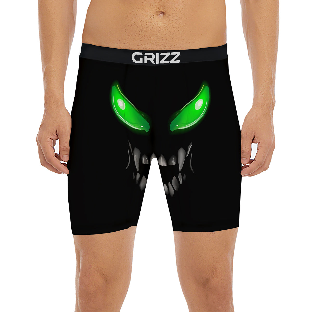 Smiley Face Monster Black Print Boxer Briefs-grizzshop