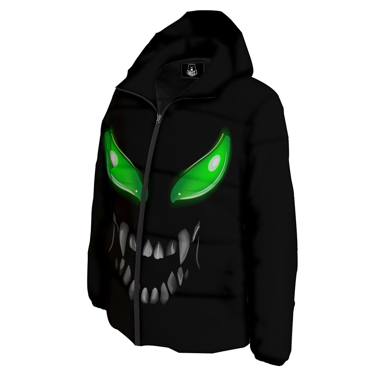 Smiley Face Monster Black Print Down Jacket-grizzshop
