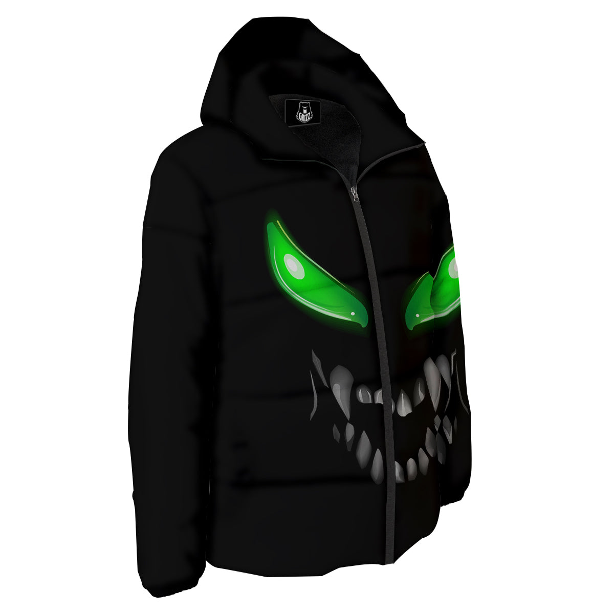 Smiley Face Monster Black Print Down Jacket-grizzshop