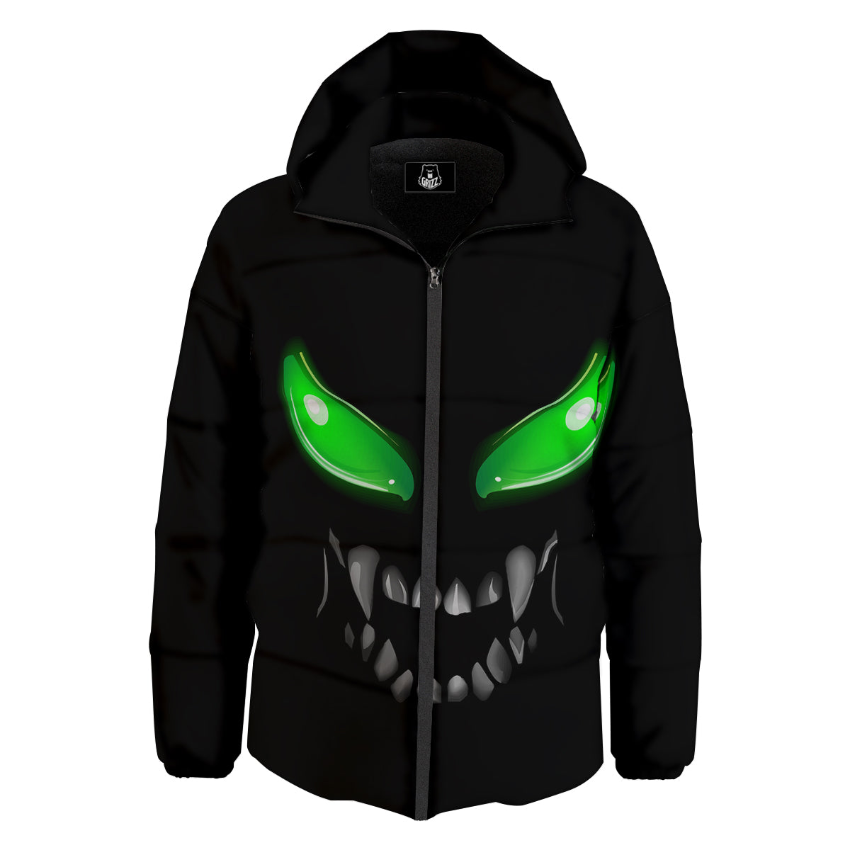 Smiley Face Monster Black Print Down Jacket-grizzshop