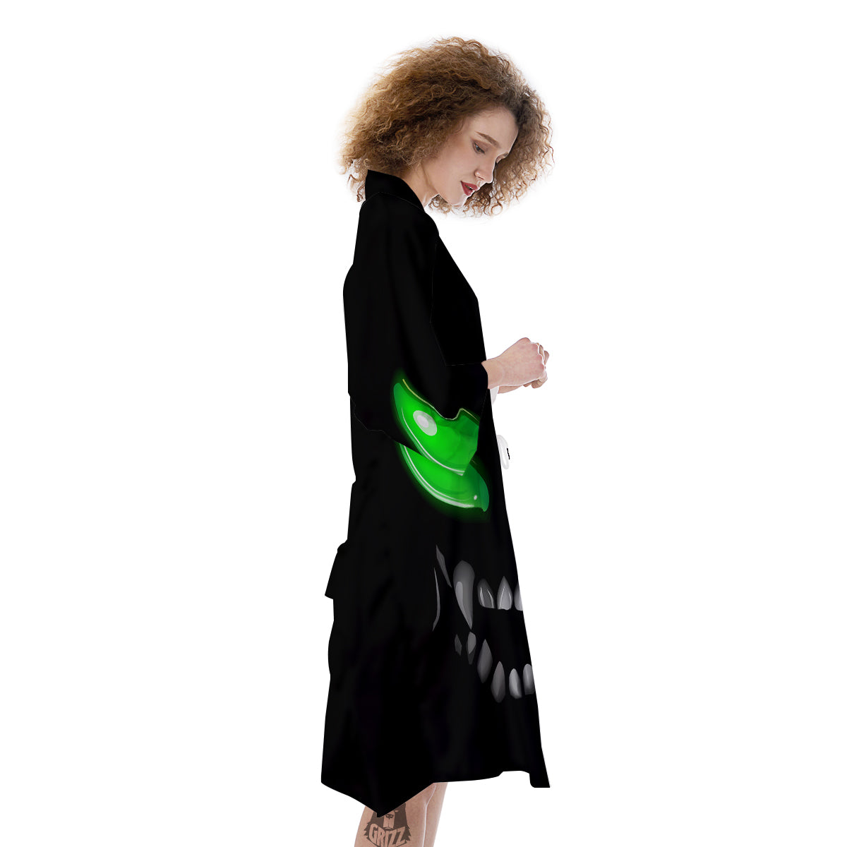 Smiley Face Monster Black Print Kimono-grizzshop