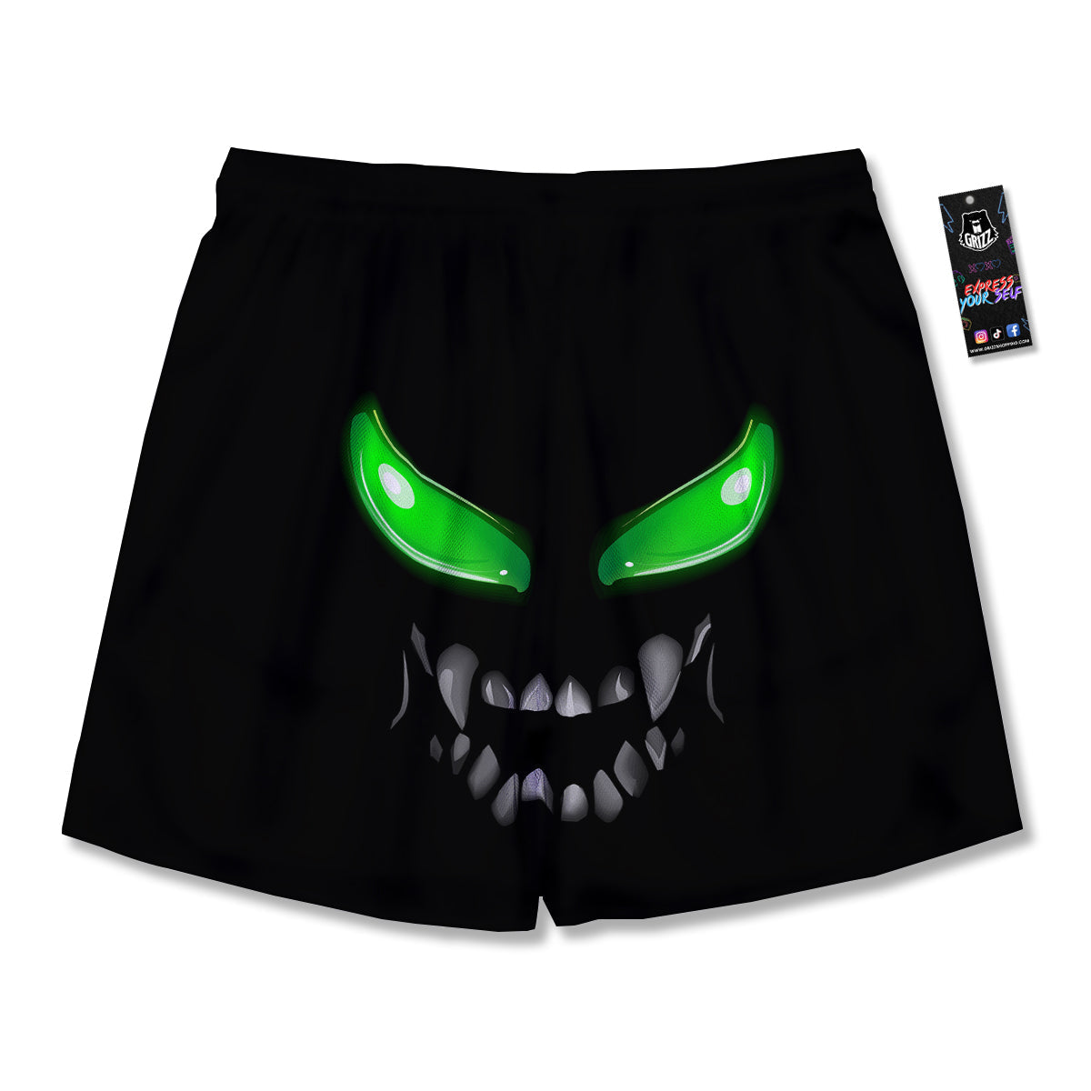Smiley Face Monster Black Print Men's Running Shorts-grizzshop