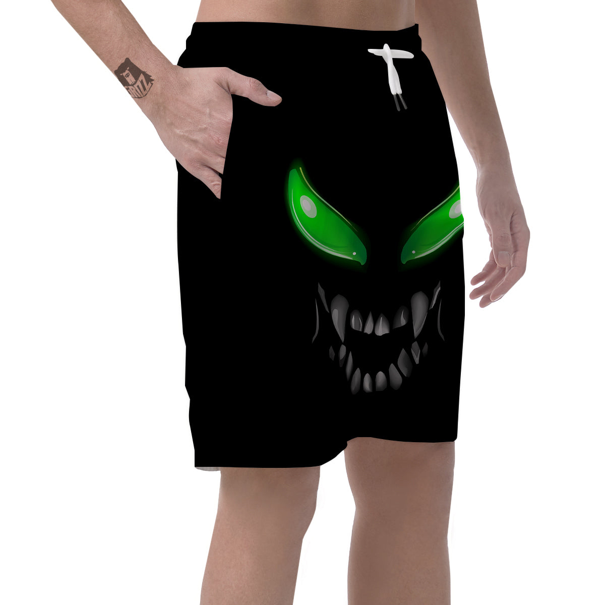 Smiley Face Monster Black Print Men's Shorts-grizzshop
