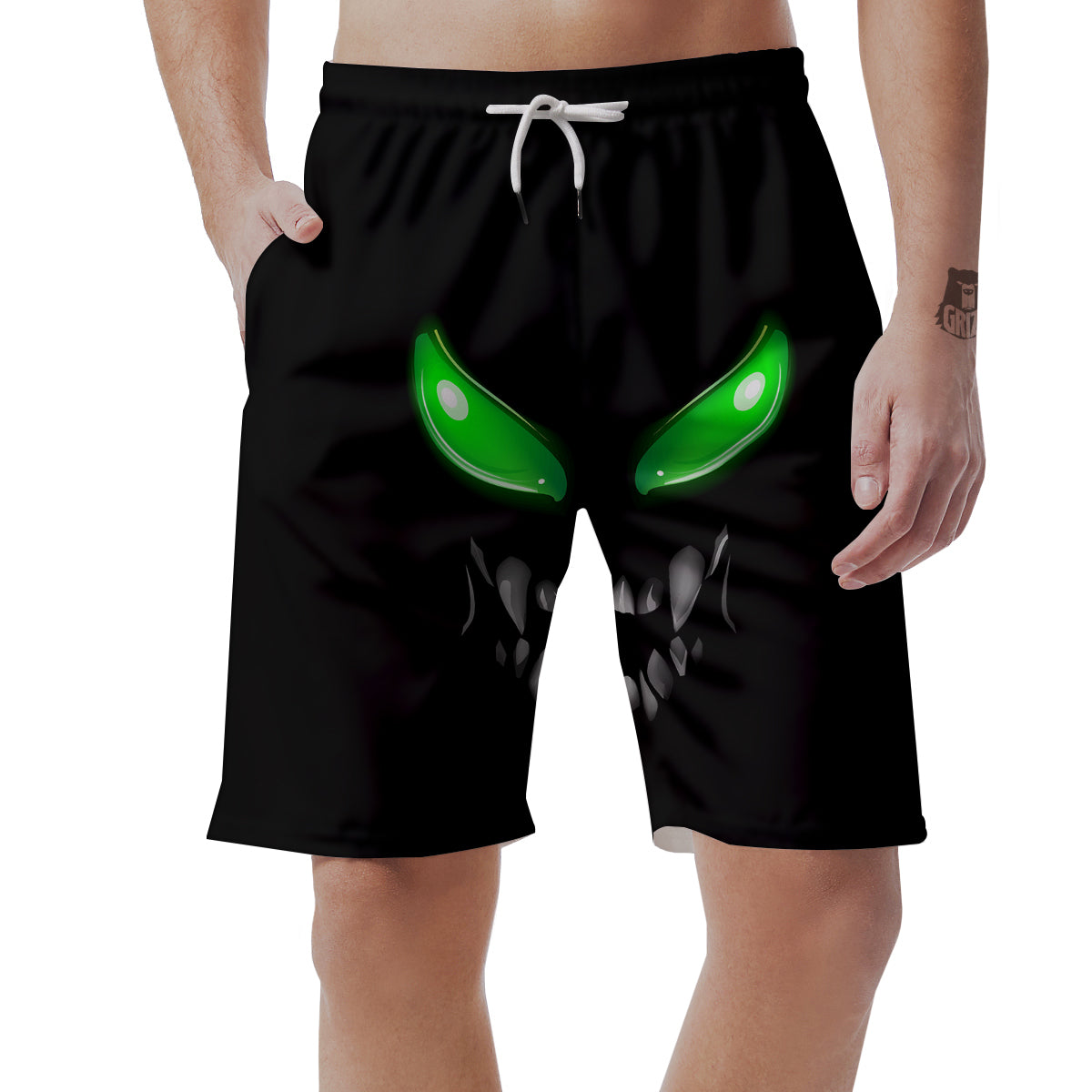 Smiley Face Monster Black Print Men's Shorts-grizzshop