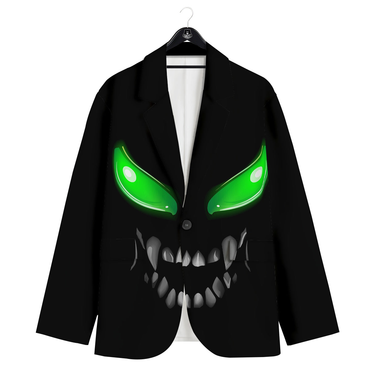 Smiley Face Monster Black Print Men's Sport Coat-grizzshop