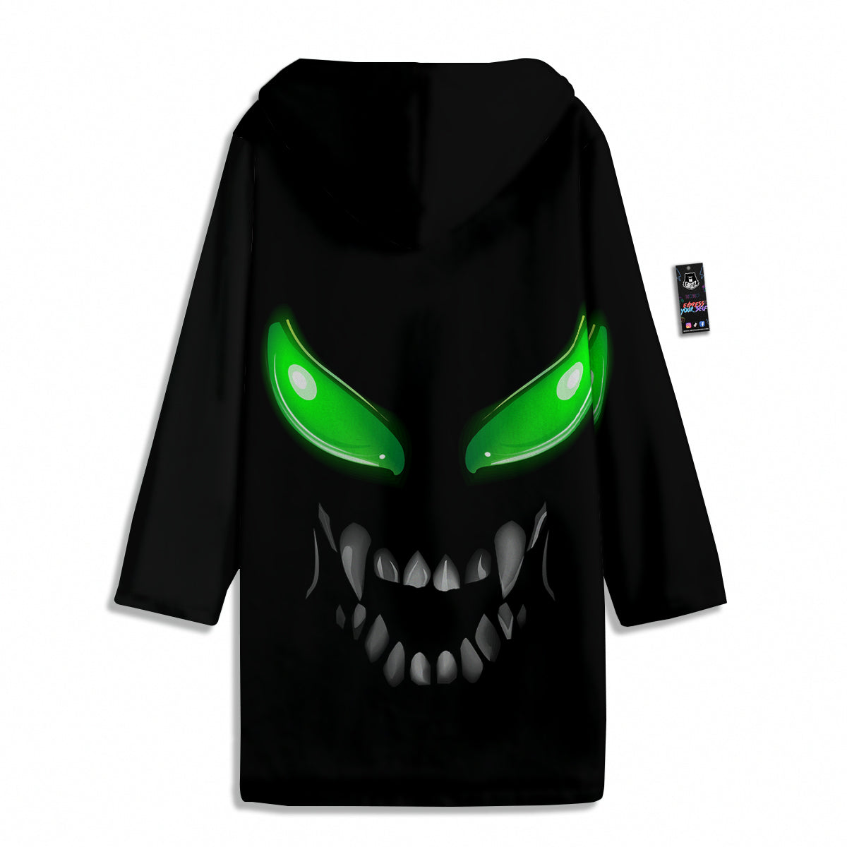 Smiley Face Monster Black Print Men's Windbreaker Jacket-grizzshop
