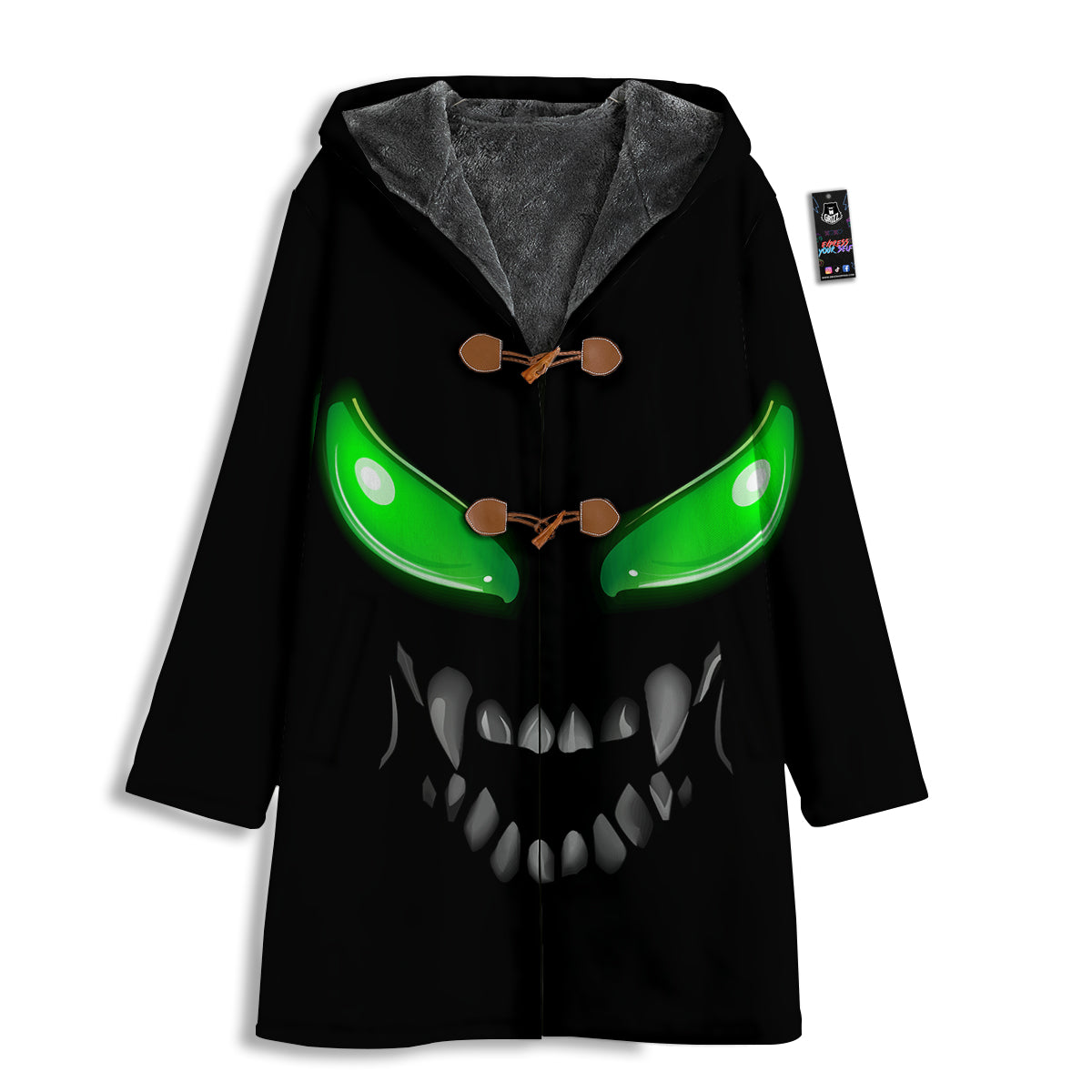 Smiley Face Monster Black Print Men's Windbreaker Jacket-grizzshop