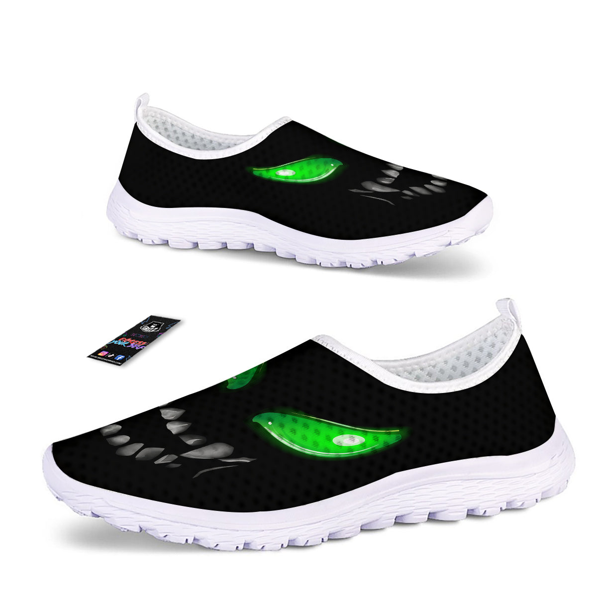Smiley Face Monster Black Print Nurse Shoes-grizzshop