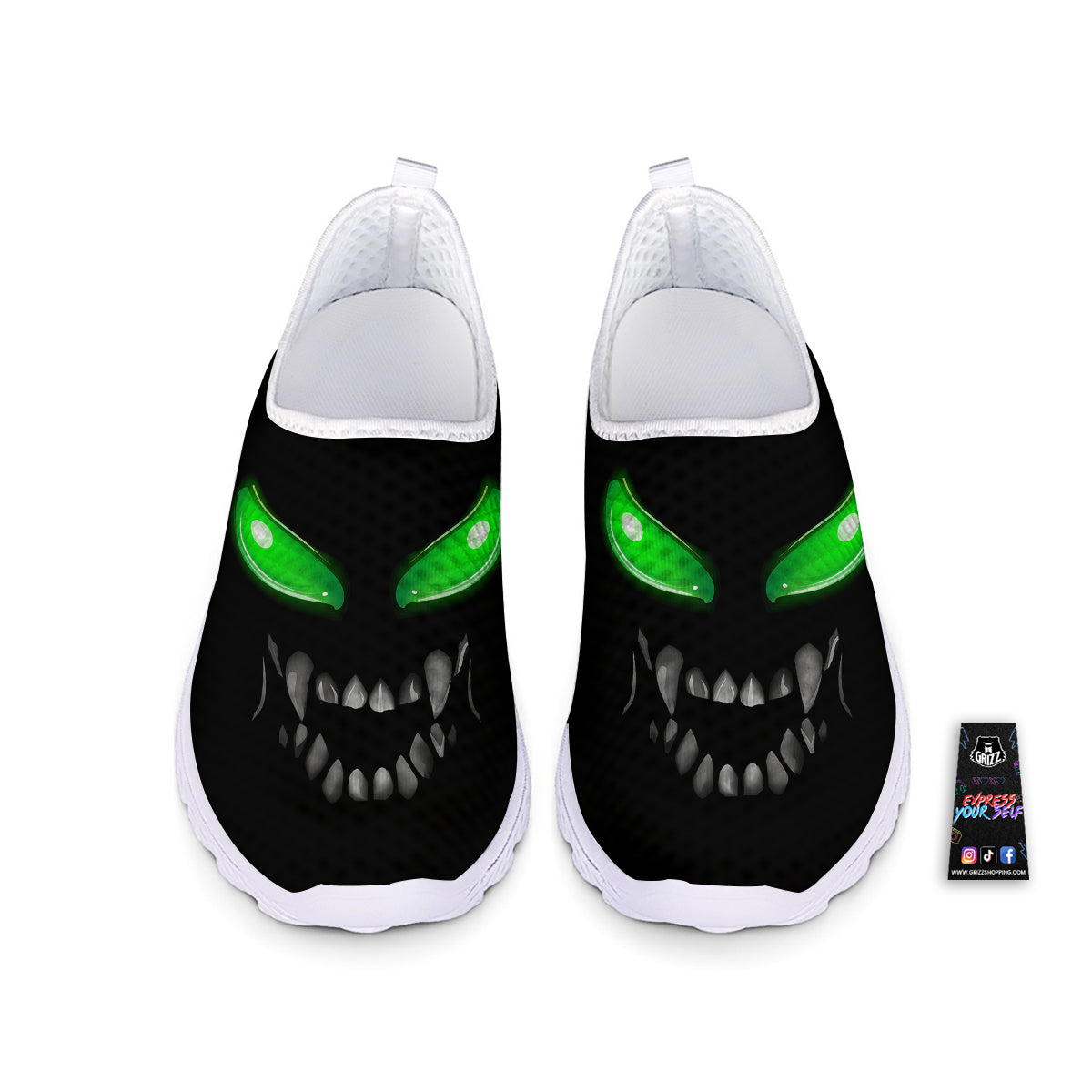 Smiley Face Monster Black Print Nurse Shoes-grizzshop