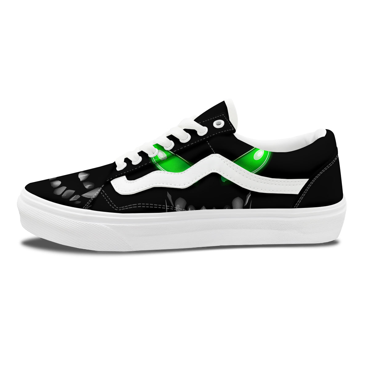 Smiley Face Monster Black Print Skate Shoes-grizzshop