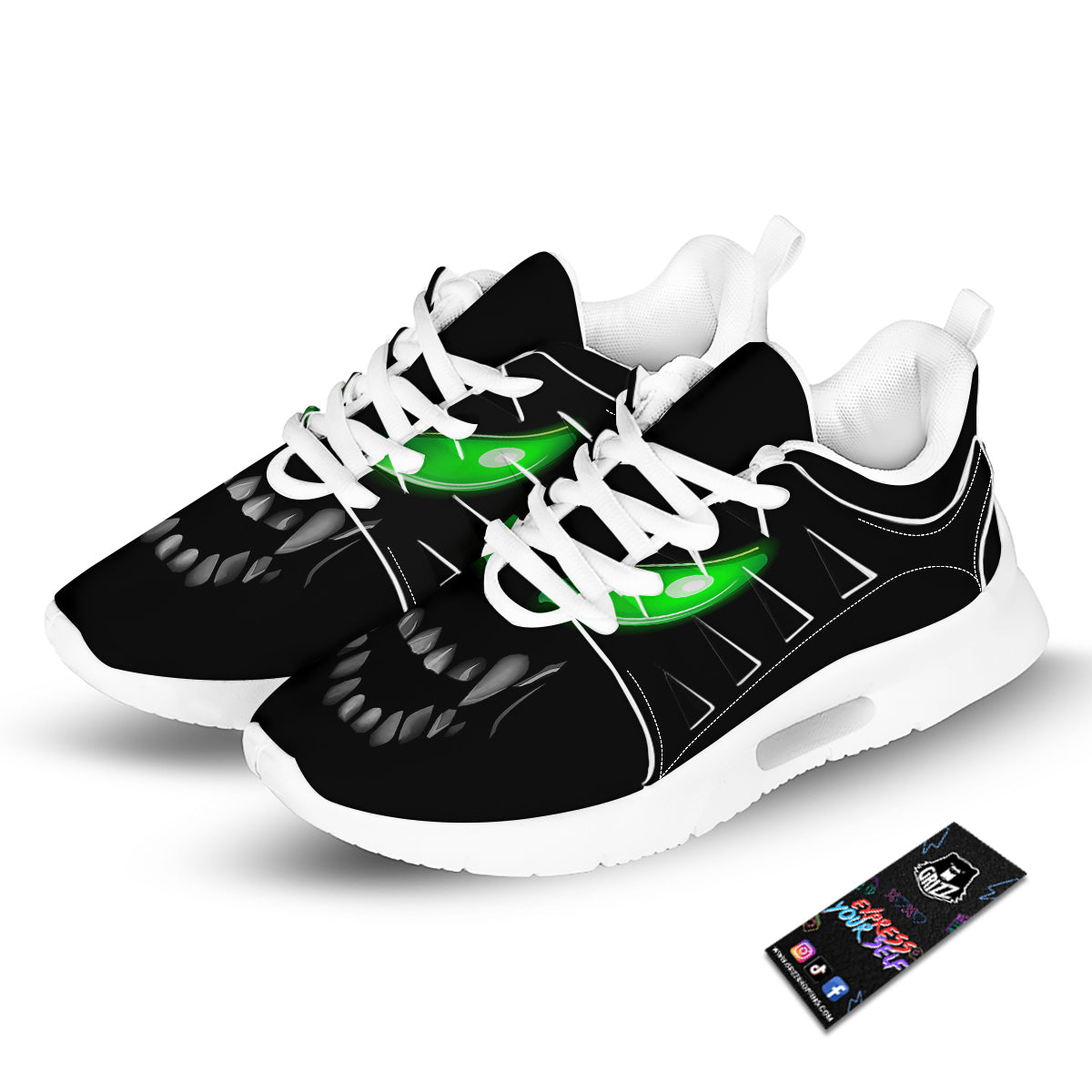 Smiley Face Monster Black Print Tennis Shoes-grizzshop