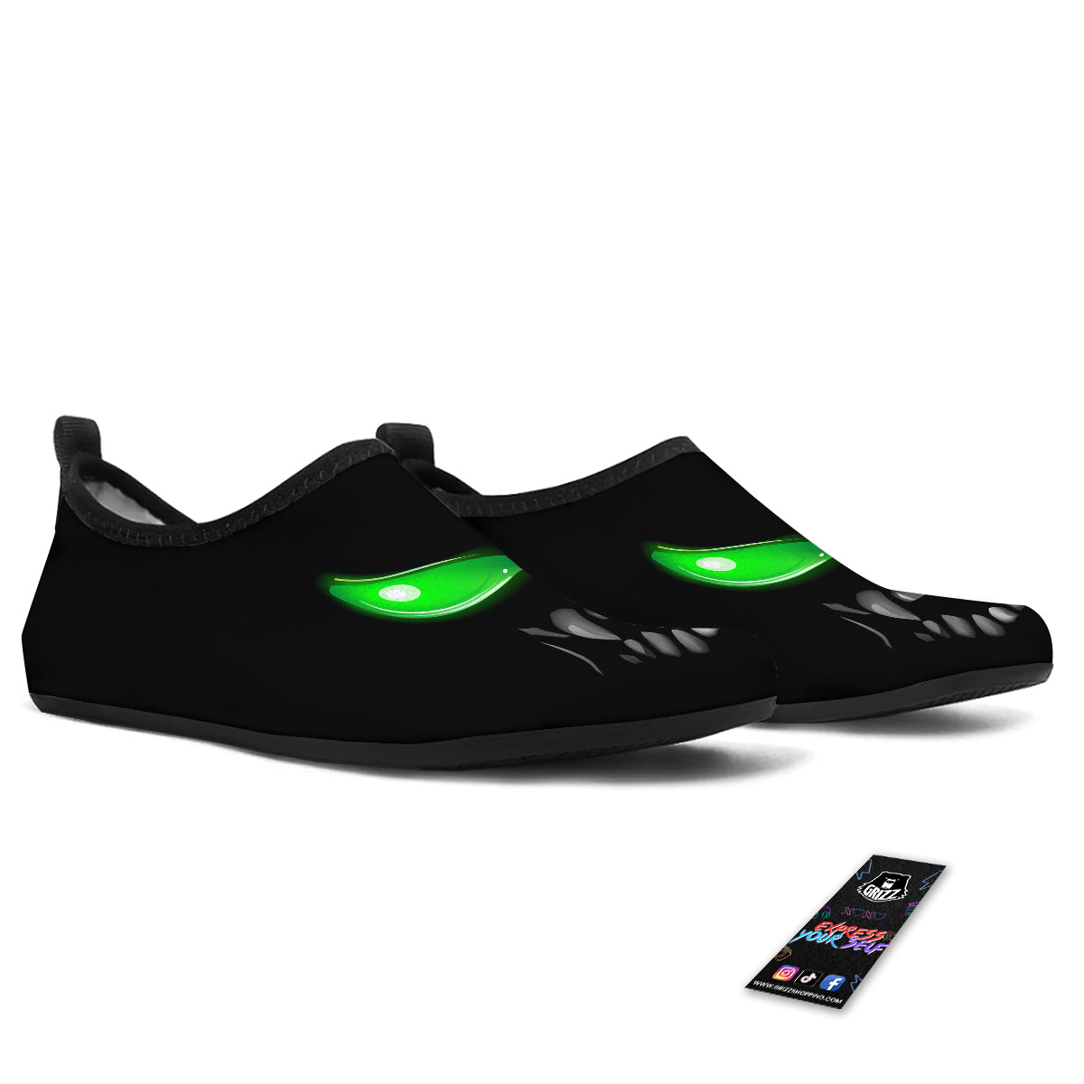 Smiley Face Monster Black Print Water Shoes-grizzshop