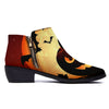 Smiley Faces Halloween Pumpkin Print Ankle Boots-grizzshop