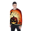 Smiley Faces Halloween Pumpkin Print Baseball Jacket-grizzshop