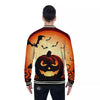 Smiley Faces Halloween Pumpkin Print Baseball Jacket-grizzshop