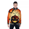 Smiley Faces Halloween Pumpkin Print Baseball Jacket-grizzshop