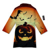 Smiley Faces Halloween Pumpkin Print Bathrobe-grizzshop