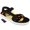 Smiley Faces Halloween Pumpkin Print Black Open Toe Sandals-grizzshop