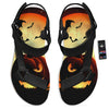 Smiley Faces Halloween Pumpkin Print Black Open Toe Sandals-grizzshop