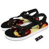 Smiley Faces Halloween Pumpkin Print Black Open Toe Sandals-grizzshop