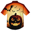 Smiley Faces Halloween Pumpkin Print Button Up Shirt-grizzshop